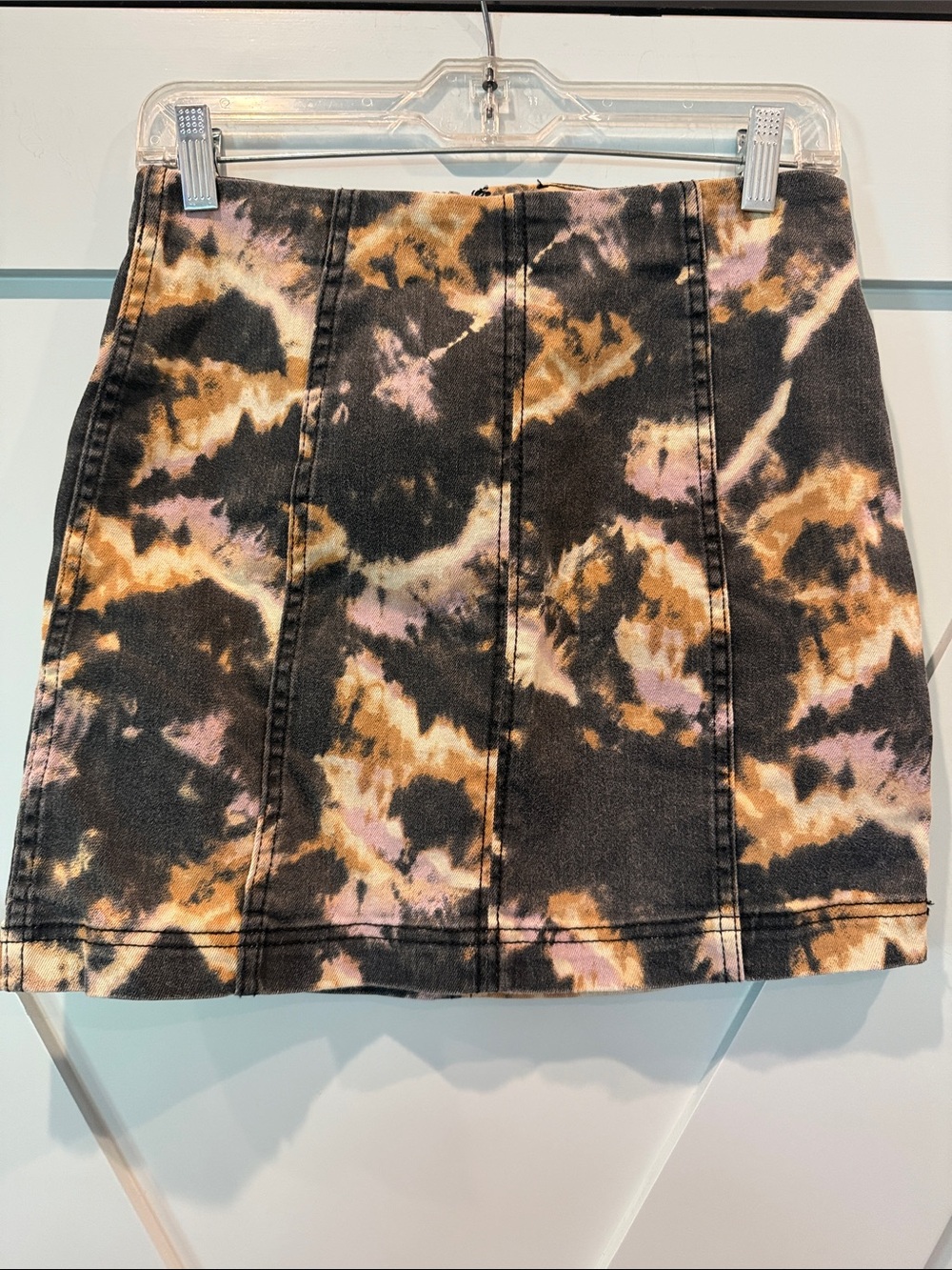 Free People Tie-Dye Panel Mini Skirt — Black, Brown & Pink
